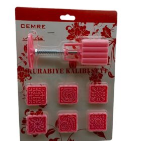 KARE  KURABİYE KALIP SETİ  YAYLI BASKI APARATI - 6PCS KALIP  RENKLİ PLS (K0)