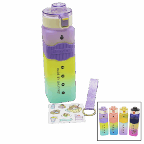 KARE RENKLİ PLS.SULUK MATARA PİPETLİ - KİLİTLİ KAPAK - ÖLÇEKLİ 720ML (K0)