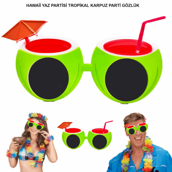 Karpuz Şekilli Tropikal Hawaii Yaza Merhaba Parti Gözlüğü
