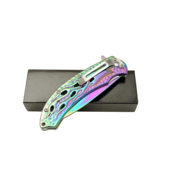 Kartal  Rainbowi Tk 21 Cm Kamp / Outdoor Çakı  - Yarı Otomatik, Kemerlikli, Kutulu - Görsel 2
