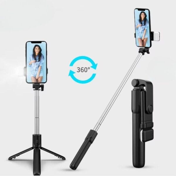 Kendiliğinden LED Işıklı Kumandalı Uzayabilen Selfie Çubuğu,Masa Üstü Tripod (K0) - Görsel 4