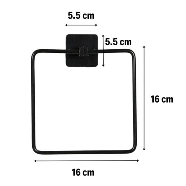 Kendiliğinden Yapışkanlı Siyah Paslanmaz Metal Kare Havluluk (K0) - Görsel 3