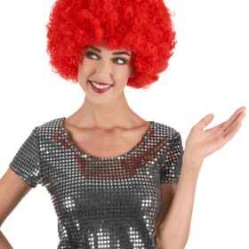 Kırmızı Renk Kıvırcık Afro Bonus Peruk (K0)