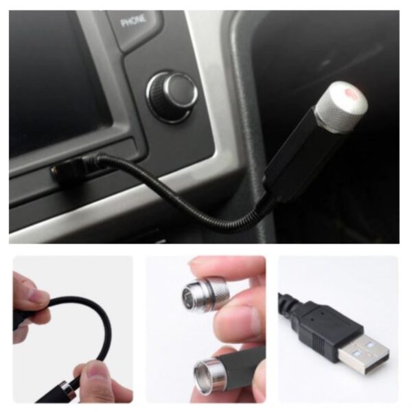 Kırmızı Ayak Altı Tavan Led Araç içi Aydınlatma Oto Araba İç Disko Ayarlanır USB Lamba Işık (K0) - Görsel 5
