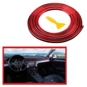 Kırmızı Araba Oto Trim Dekorasyon Şeridi Kauçuk Elastik Kolay Kurulum 5 metre Şerit Bant (K0)