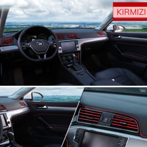 Kırmızı Araba Oto Trim Dekorasyon Şeridi Kauçuk Elastik Kolay Kurulum 5 metre Şerit Bant (K0) - Görsel 5