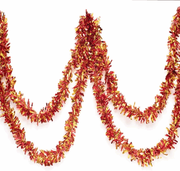 Kırmızı Altın Renk 4 Cm Genişlik Garland Çift Renk Sim Süs 180 Cm - Görsel 3
