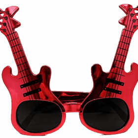 Kırmızı Renk Rockn Roll Gitar Şekilli Parti Gözlüğü 15x15 Cm