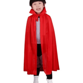 Kırmızı Renk Yakalı Pelerin Çocuk Boy 90 Cm