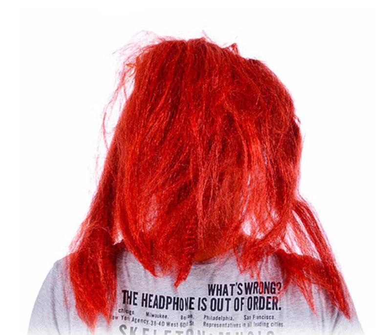 Kırmızı Saçlı Yarım Surat Boynuzlu Lateks Asteriks Viking Hobbit Maskesi - Görsel 3