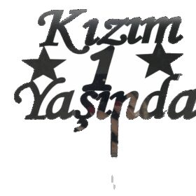 Kızım 1 Yaşında İlk Yaş Doğum Günü Partisi Pleksi Pasta Süsü Gümüş Renk (K0)