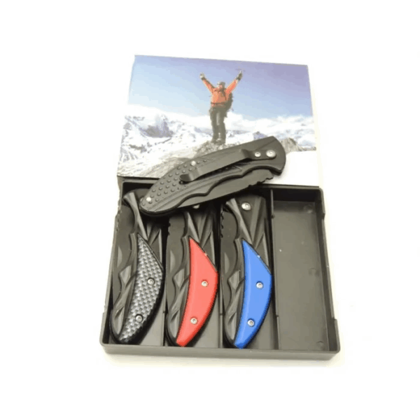 Klipsli 4 Lü Set Metal  16 Cm Kamp / Outdoor Çakı  - Yarı Otomatik, Kemerlikli, Kutulu - Görsel 3