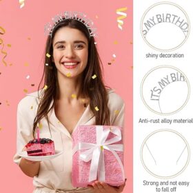 Kristal Taşlı Gümüş Renk İt&amp;apos;s My Birthday Yazılı Doğum Günü Parti Tacı 14x16 cm (K0)