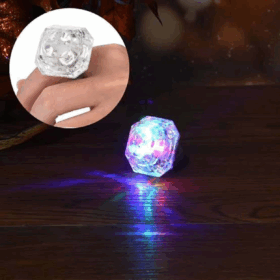 Kristal Tasarımlı Led Glow Işıklı 3 Modlu Gümüş Yüzük 3.5 X 5 Cm