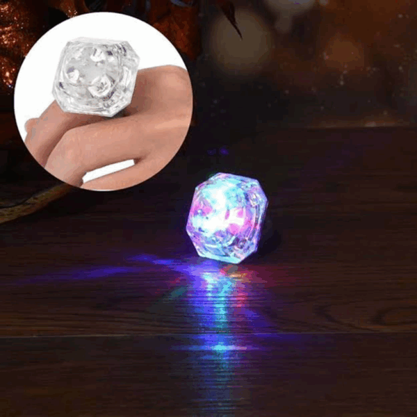 Kristal Tasarımlı Led Glow Işıklı 3 Modlu Gümüş Yüzük 3.5 X 5 Cm - Görsel 2