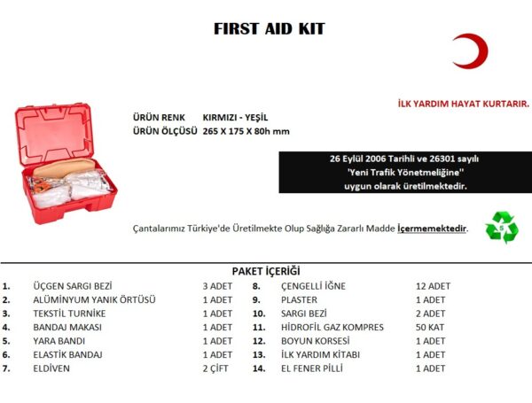 Küçük İlk Yardım Seti First Aid Kit (K0) - Görsel 2