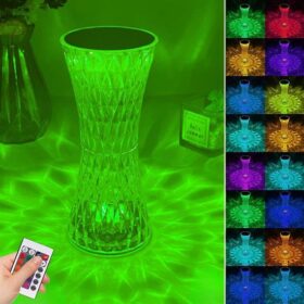 Kum Saati Model USB Şarjlı Kumandalı 16 Farklı Işık Modlu Masa Üstü Kristal Akrilik Led (K0)