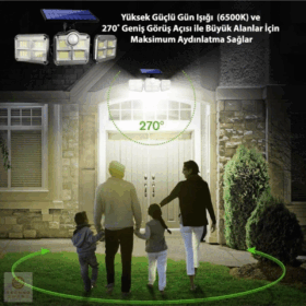 Kumandalı Solar Güneş Enerjili 122 Ledli Hareket Sensörlü Bahçe Aydınlatma Sokak Lambası