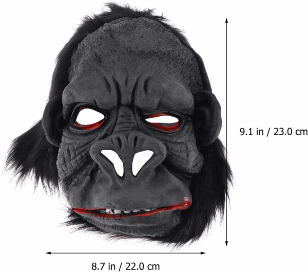 Lateks Goril Maskesi Maymun Maskesi Et Maskesi Orangutan Siyah Saçlı 1 No - Görsel 4