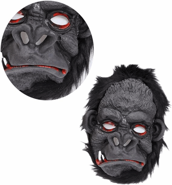 Lateks Goril Maskesi Maymun Maskesi Et Maskesi Orangutan Siyah Saçlı 4 No - Görsel 2