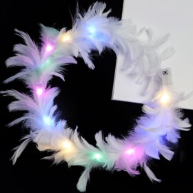 Led Işıklı Rengarenk Yanan 3 Fonksiyonlu Otrişli Parti Tacı Beyaz Renk 12x12 cm (K0)