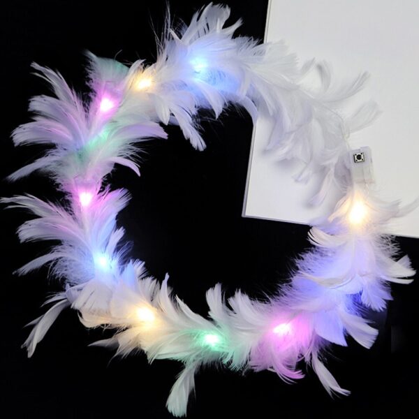 Led Işıklı Rengarenk Yanan 3 Fonksiyonlu Otrişli Parti Tacı Beyaz Renk 12x12 cm (K0) - Görsel 2