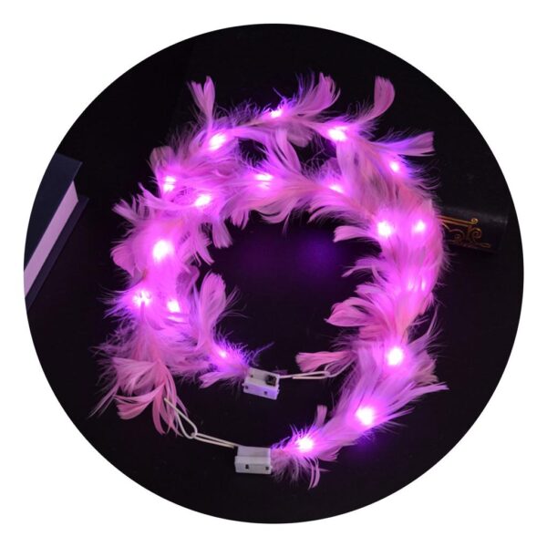 Led Işıklı Rengarenk Yanan 3 Fonksiyonlu Otrişli Parti Tacı Pembe Renk 12x12 cm (K0) - Görsel 2