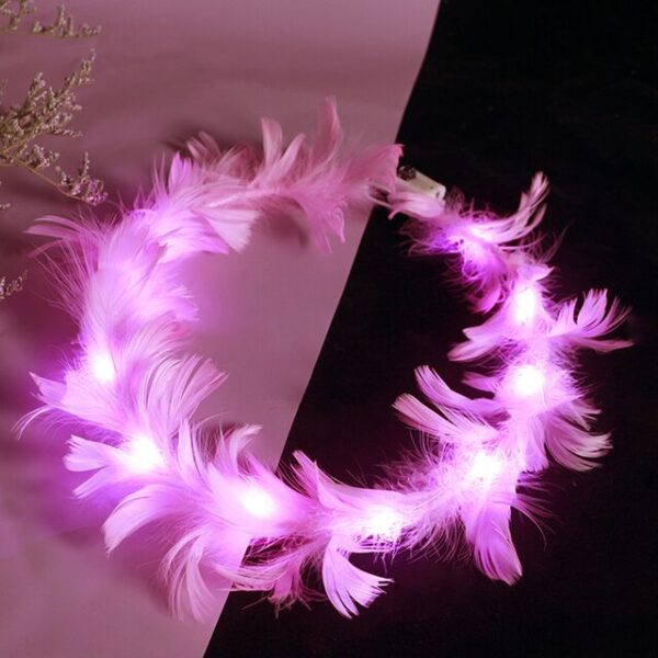 Led Işıklı Rengarenk Yanan 3 Fonksiyonlu Otrişli Parti Tacı Pembe Renk 12x12 cm (K0) - Görsel 3