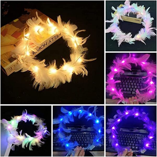 Led Işıklı Rengarenk Yanan 3 Fonksiyonlu Otrişli Parti Tacı Pembe Renk 12x12 cm (K0) - Görsel 4