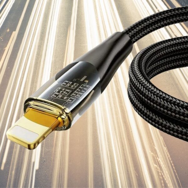 Led Işık Uçlu Sağlam İp Kablolu USB to Lightning Hızlı Şarj Kablosu (K0) - Görsel 4