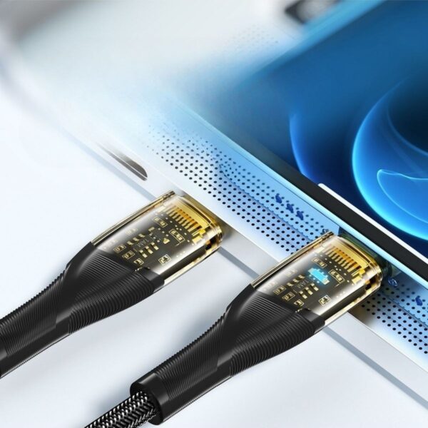 Led Işık Uçlu Sağlam İp Kablolu USB to Lightning Hızlı Şarj Kablosu (K0) - Görsel 5