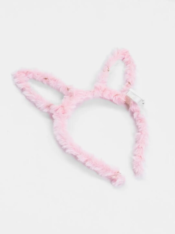 Led Işıklı Peluş Pofuduk Tavşan Kulak Tavşan Taç Pembe 17X23 cm (K0) - Görsel 5