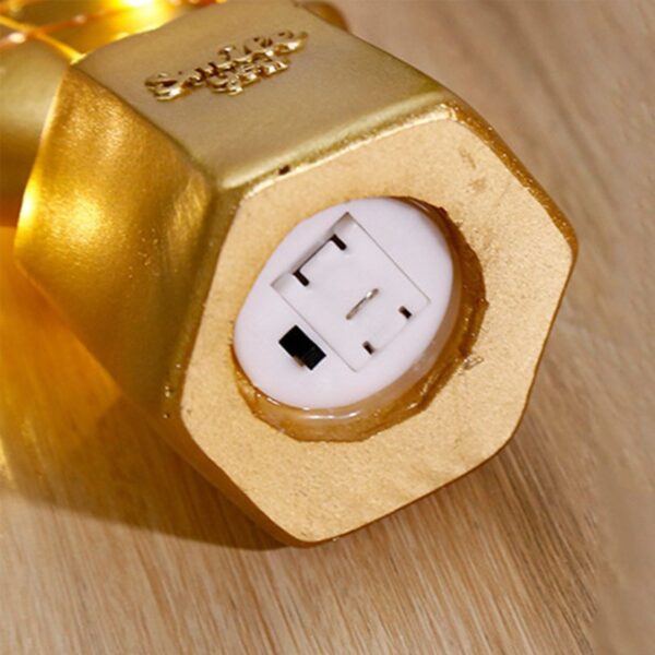 Led Işıklı Sevimli Kaktüs Dekoratif Masa Lambası Mini Biblo Gece Lambası Gold (K0) - Görsel 5