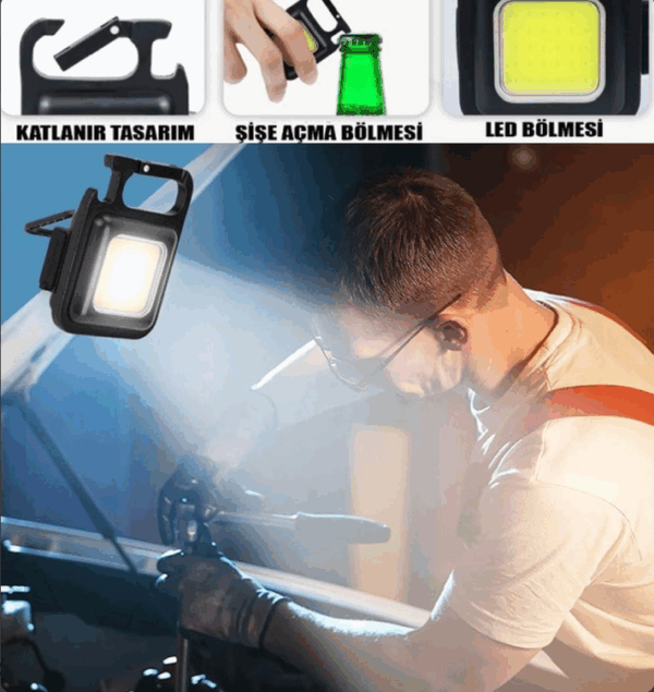 Led Işıklı Flash Özellikli 4 Modlu  Anahtarlık El Feneri - Görsel 2