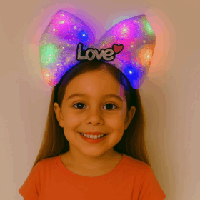 Led Işıklı Love Yazılı Mor Fiyonk Taç – Kız Çocuk Parti Tacı