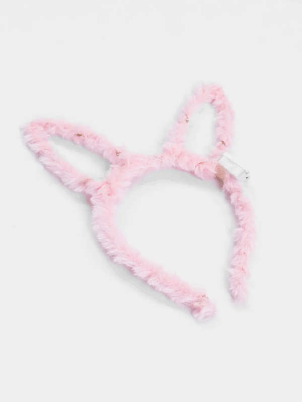 Led Işıklı Peluş Pofuduk Tavşan Kulak Tavşan Taç Pembe 17x23 Cm - Görsel 5