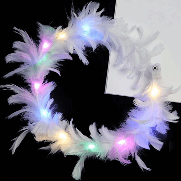Led Işıklı Rengarenk Yanan 3 Fonksiyonlu Otrişli Parti Tacı Beyaz Renk 12x12 Cm - Görsel 2