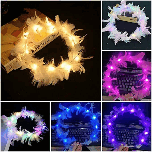 Led Işıklı Rengarenk Yanan 3 Fonksiyonlu Otrişli Parti Tacı Pembe Renk 12x12 Cm - Görsel 4