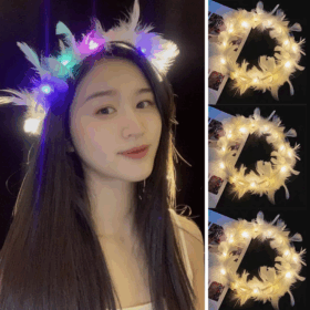Led Işıklı Rengarenk Yanan 3 Fonksiyonlu Otrişli Parti Tacı Renkli 12x12 Cm