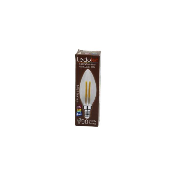 LEDOLET  4W=45W - E14   MUM  FLAMENT LED RUSTİK AMPUL  400LUMEN - 3000K   KIRILMAZ GÖVDE (K0)