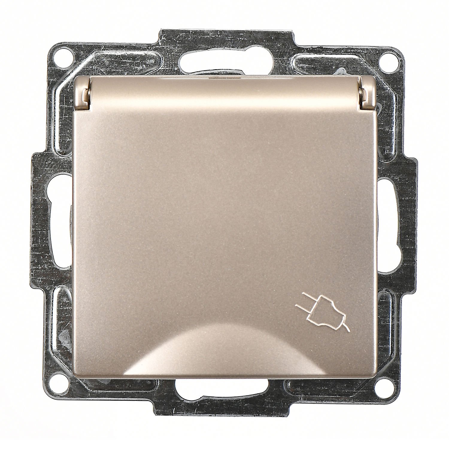 Günsan Visage Metalik Bej Çocuk Korumalı Kapaklı UPS Priz - Klipsli - Görsel 2