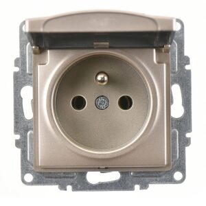Günsan Visage Metalik Bej Kapaklı UPS Priz - 16A 250V - Vidalı