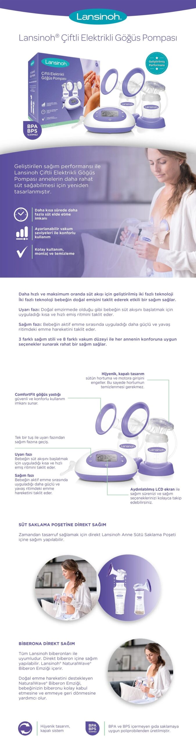 Lansinoh Çiftli Elektrikli Göğüs Pompası