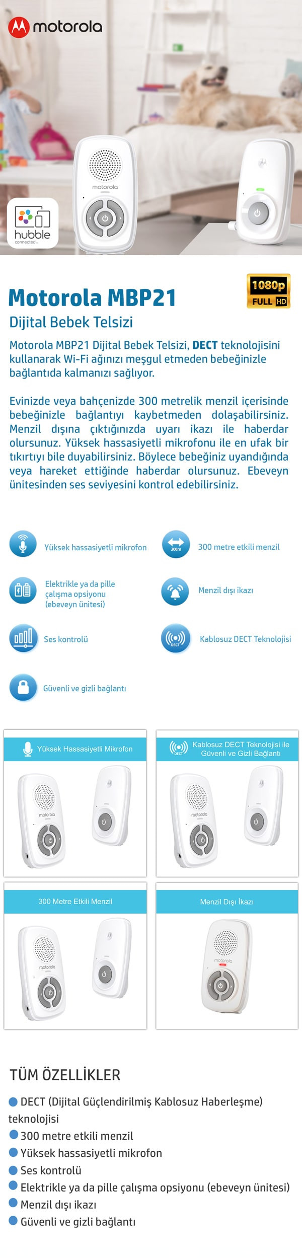 Motorola MBP21 Dect Dijital Bebek Telsizi