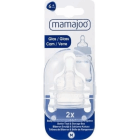 Mamajoo Saklama Kutulu Anti Kolik Cam Biberon Emziği 2li No:2 (M) 6+ Ay