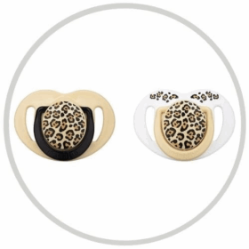 Mamajoo Sterilizasyon & Saklama Kutulu 2Li Ortodondik Emzik 6 Ay+ Bej Leopar
