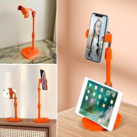 Masa Üstü Tablet ve Telefon Tutucu Plastik Aparat Turuncu Telefon Standı (K0)
