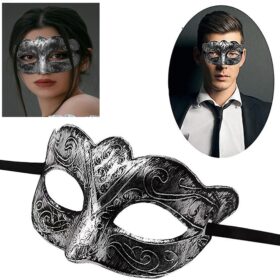 Maskeli Balo Antik Gri Gümüş Eskitilmiş Maske Balo Venedik (K0)