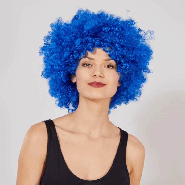 Mavi Renk Kıvırcık Afro Bonus Peruk - Görsel 2