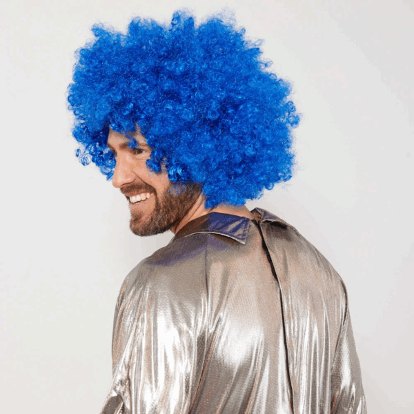 Mavi Renk Kıvırcık Afro Bonus Peruk - Görsel 3